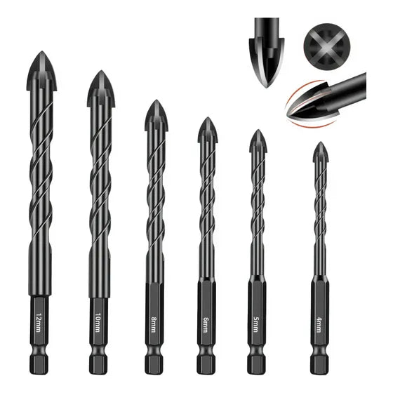 Kit 6 Jogo Broca De Videa Para Furar Porcelanato Metal Vidro
