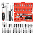 Kit Ferramentas 46 Peças Com Soquetes e Chaves Para Carro e Casa Vlx Vermelho