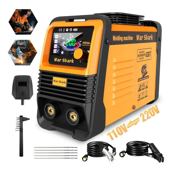 Máquina De Solda Inversora Portatil War Shark Bivolt 110v/220v Mma Tig Amarelo