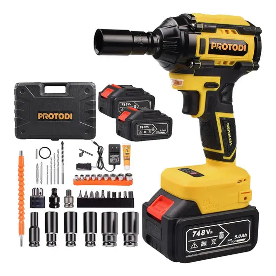Chave De Impacto Protodi 3 Em 1 Sem Fio 21v, Furadeira E Parafusadeira De 650nm Com Kit De 45 Acessórios Amarelo 50 Hz/ 60 Hz