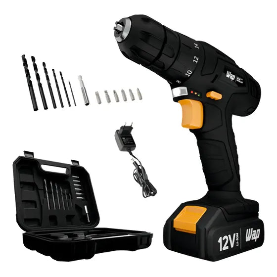Furadeira Parafusadeira Bateria 12V Kit WAP BPF 12K3 BLACK