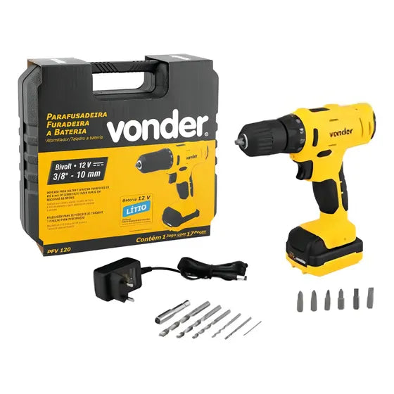 Parafusadeira Furadeira a Bateria Vonder 3/8" 12 V PFV 120 60.01.100.120