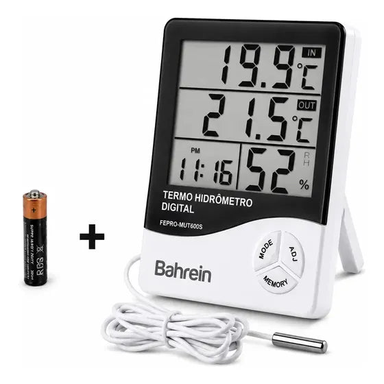 Termo-higrômetro Digital Bahrein com Sensor Externo para Ambiente