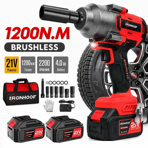 1200nm Chave De Impacto Bateria Brushless Parafusadeira Com 2 Baterias