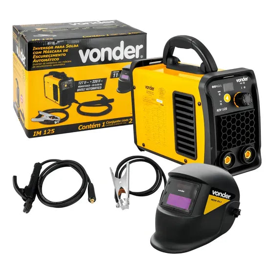 Inversor Para Solda Eletrodo e TIG Im125 C/ Máscara Escurecimento automático Vonder