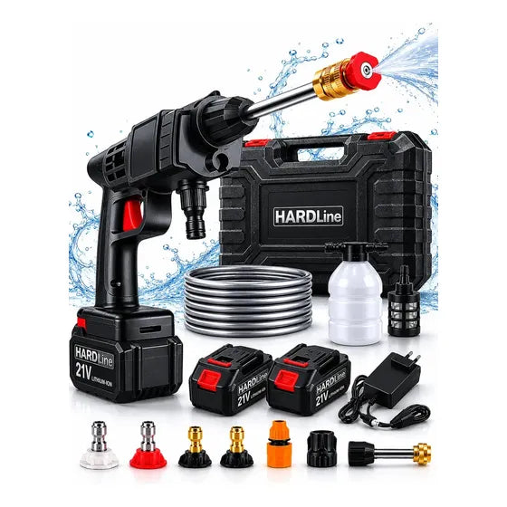 Lavadora De Alta Pressão Lava Jato Vap Portátil Sem Fio Bateria Compressor Pneu Função Power Bank Elétrica Recarregável P/ Lavar Carro Moto Quintal C/ 2 Baterias Bico Mangueira Dispenser De Sabão