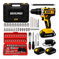 Kit Parafusadeira Furadeira De Impacto 2 Baterias + Kit 46 Peças Profissional DEVILPREX