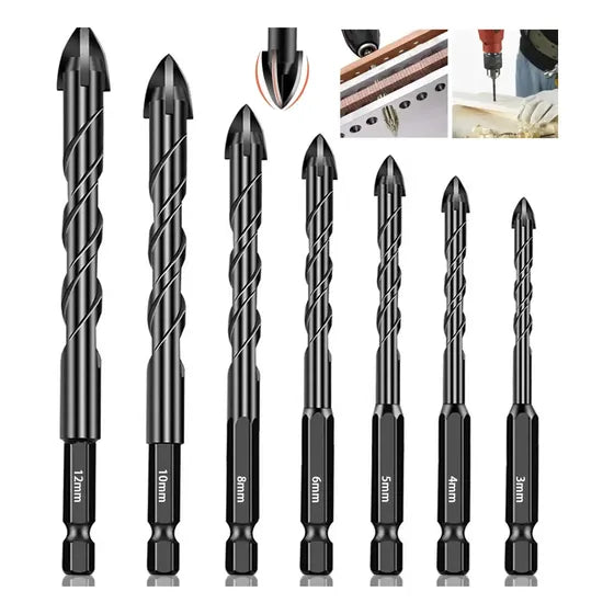 Kit 7 Brocas De Titanio Liga Dura Universal Fura Tudo