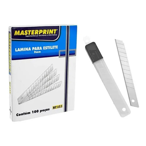 100 Peças Lâmina Estilete 9mm Masterprint