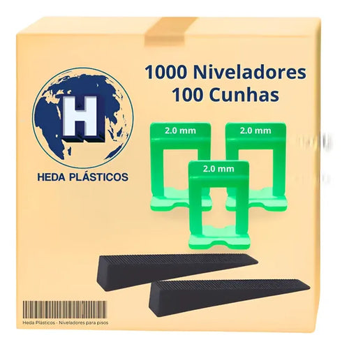1000 Espaçador Nivelador Piso 2mm Mais 100 Cunhas Slim