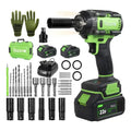 Chave De Impacto 400n.m Sem Escova Tecepo Com 2 Baterias 4ah Verde-limão 60hz