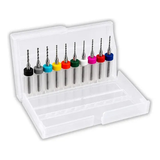 Jogo Com 10 Micro Brocas 0,3mm A 1,2mm Para Micro Retifica