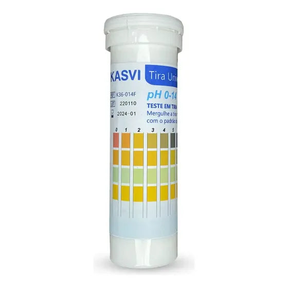 Medidor de pH Kasvi Fita 0-14 Analógico Resolução 1 pH 150 Tiras