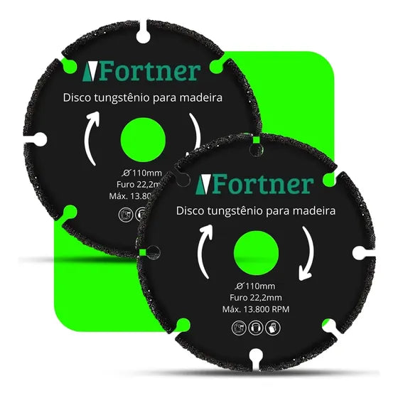 Disco de Corte Carboneto de Tungstênio para Madeira 110mm Fortner – Kit com 2