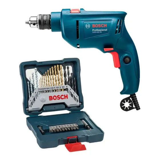 Furadeira Industrial Impacto Rev 450w Gsb 450 Re Bosch + Kit