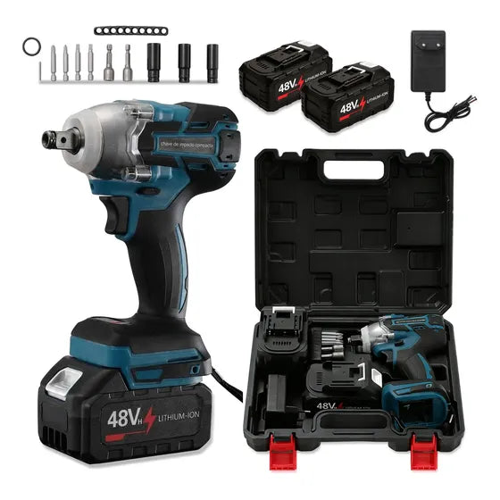 Chave De Impacto 48v Dupla Bateria Kit Com Maleta Sem Fio