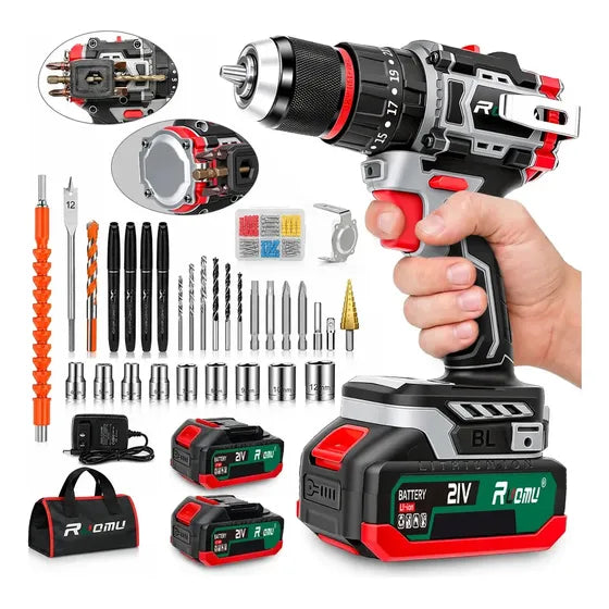 Parafusadeira Furadeira De Impacto Brushless 2 Baterias