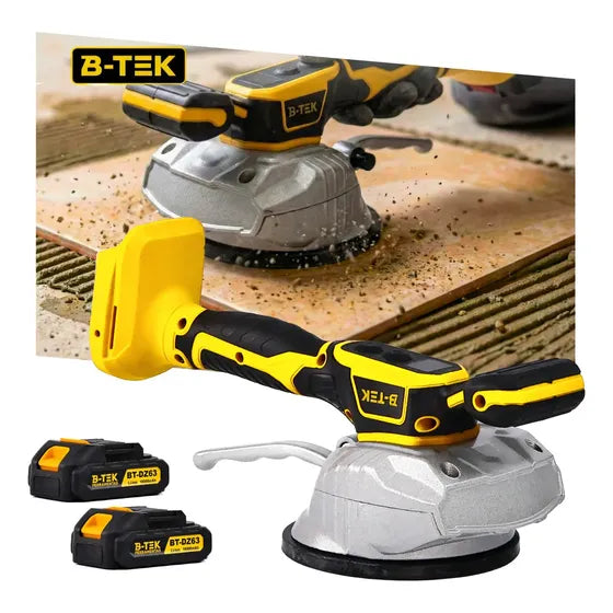 Máquina De Assentar Piso Porcelanato 21V B-TEK DZ-60 Profissional Vibratória Ventosa 130mm 2 Baterias Sem Fio Até 120kg 8 Velocidades Brushless Para Obra Pedreiro Cerâmica