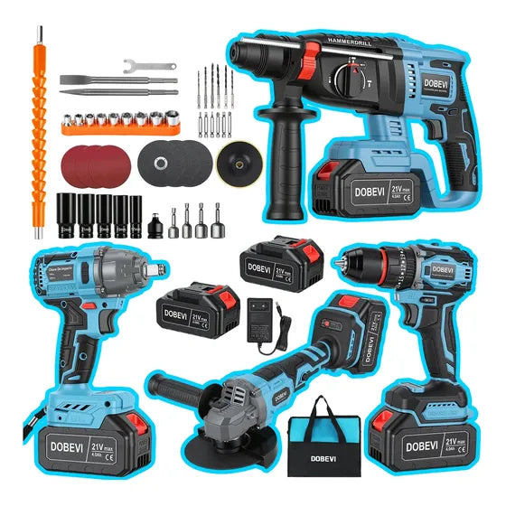4 Em 1 Kit Ferramenta Elétrica Furadeira Impacto Brushless