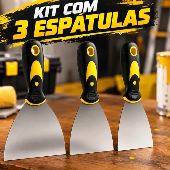 Kit Espátula Aço Gesso Massa Corrida Multiuso Pintor Parede